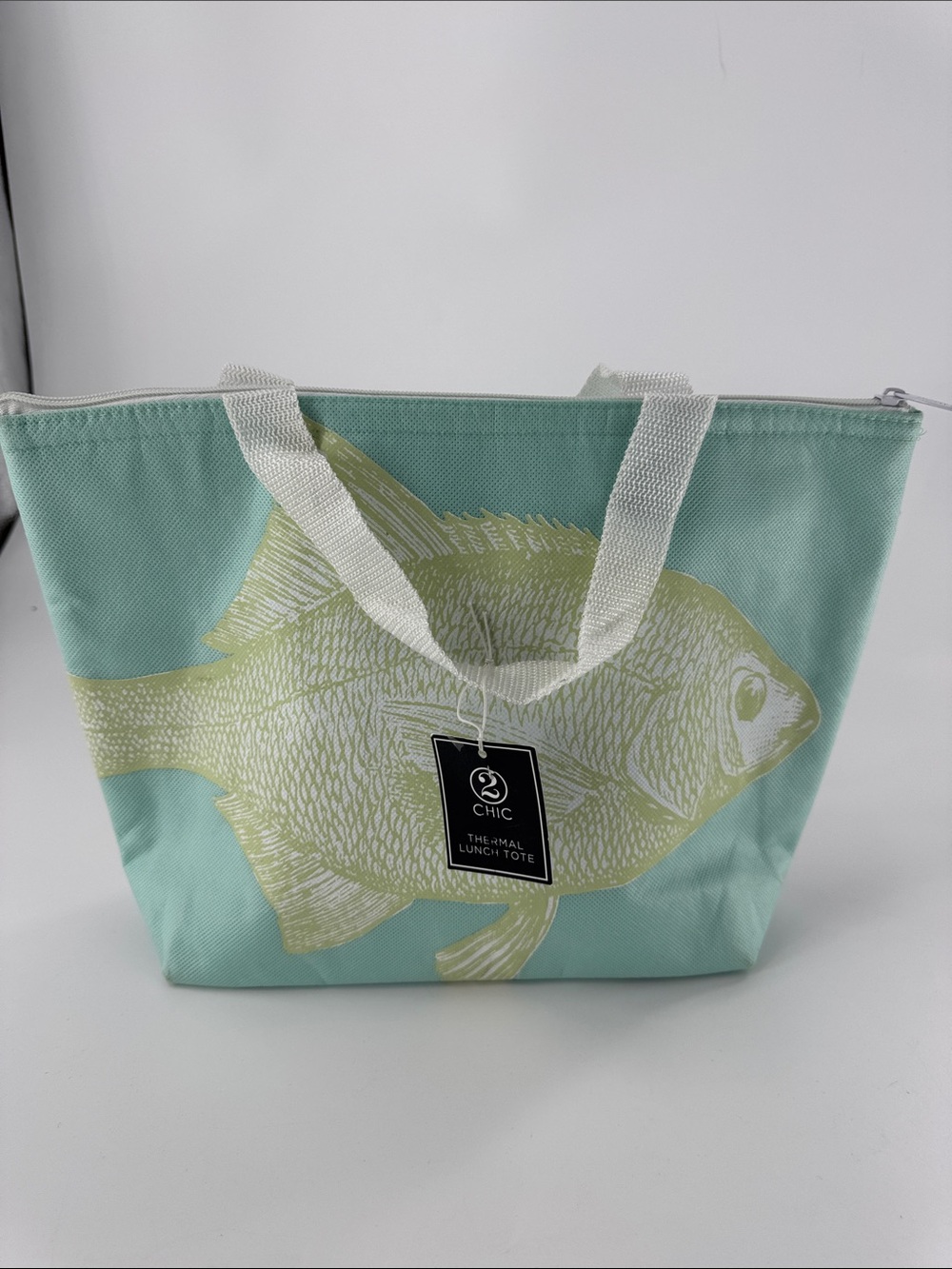Chic Thermal Lunch Tote - Mint with Yellow Fish Print NWT